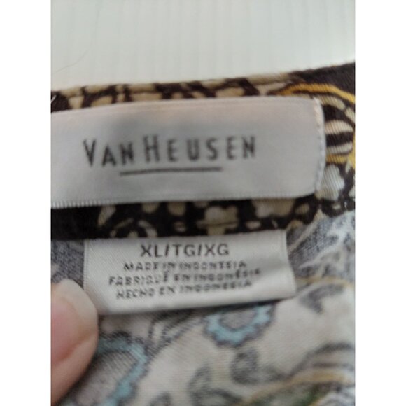 Van Heusen Womens Sleeveless XLG Brown & Blue Floral Sheer Vest - Picture 2 of 3